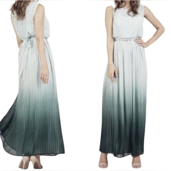 Lauren Conrad Runway Ombré Pleated Green Gables Maxi Formal Dress Size 6 - Picture 1 of 9